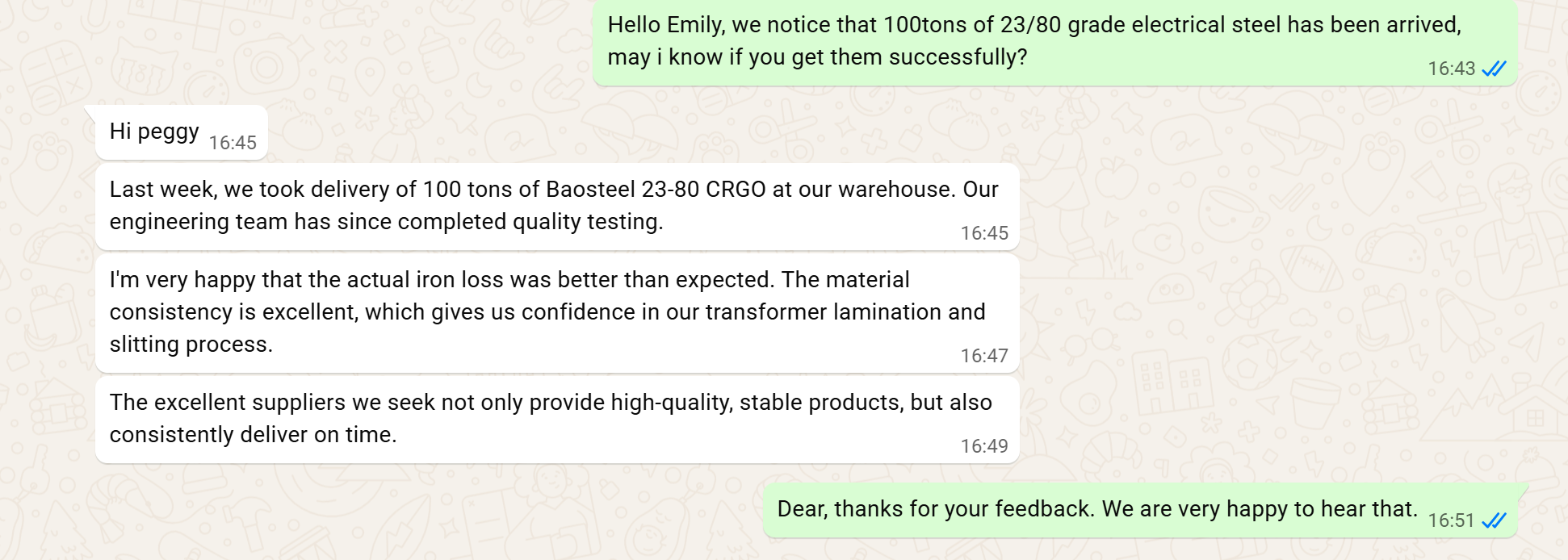 MH Electrical Steel social proof screenshot